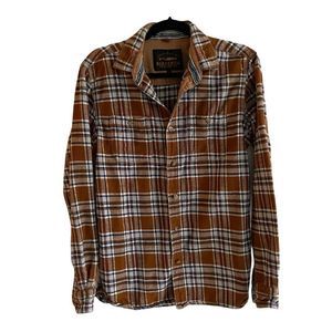 BLACKWELL TRADING CO. Plaid Cotton Flannel Long Sleeve Button Down Shirt Brown M